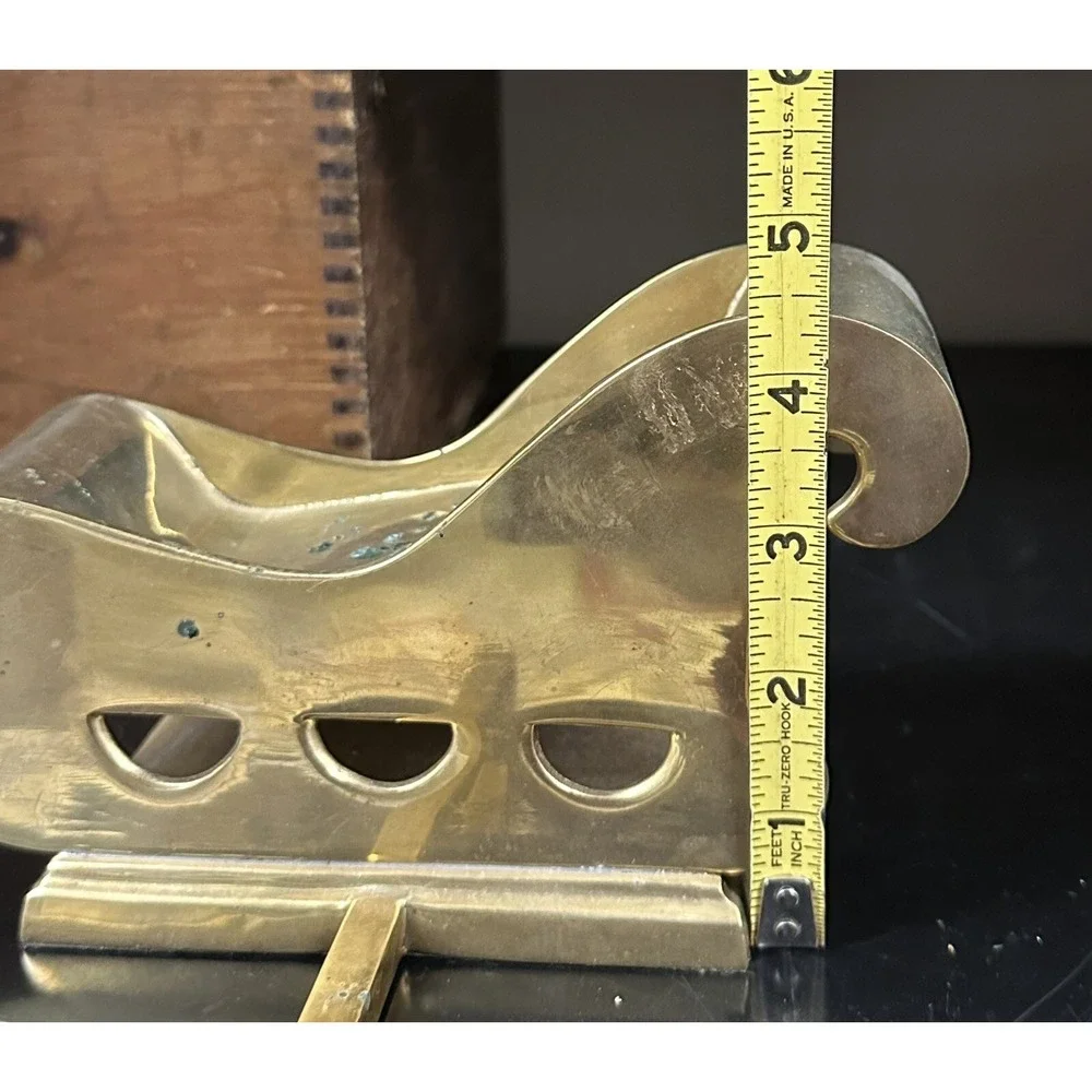 Vintage Solid Brass Christmas Stocking Hangers Holders Christmas Sleigh